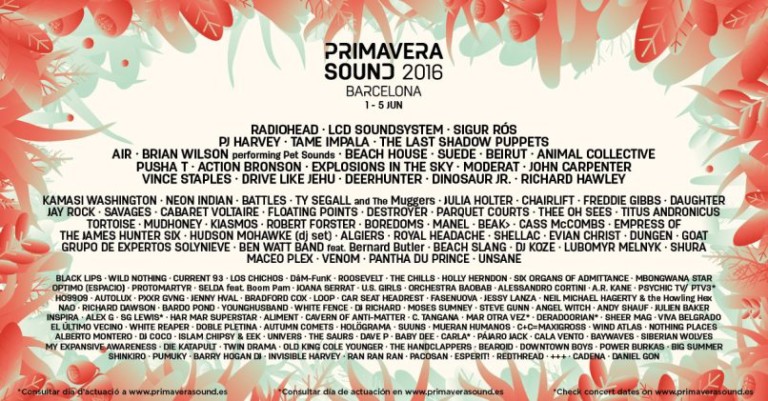 Primavera 2016 Lineup Apes on Tape